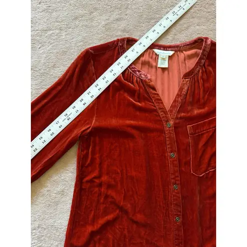 Sundance Top Womens Burnt Orange Velvet Boho Peasant Western Cowgirl Shirt Sz Xs