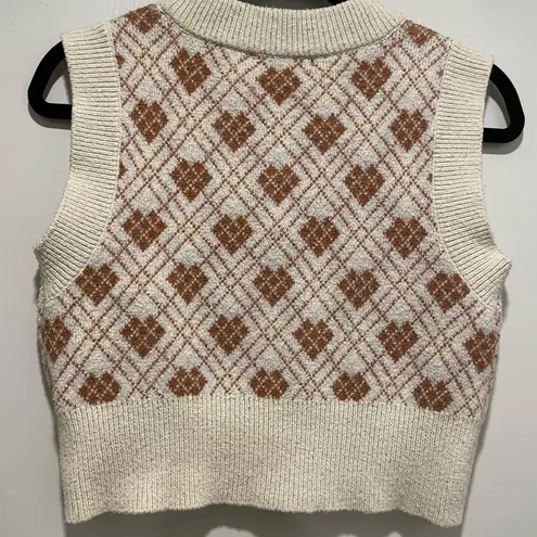 Arizona Jeans Arizona Jean Co. Preppy Brown & Cream Plaid Sleeveless V-Neck Sweater Vest - S