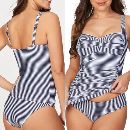 NWT Nip Tuck Joanne 2pc Tankini Bikini Swimsuit Black White Stripe Pinup Retro 8