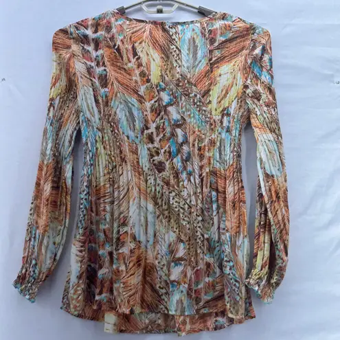 Melissa Paige Boho Tunic Top Large Feather Festival Hipster Hippie Summer Concert Tie Front