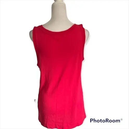 Etcetera Etcetra Vibrant Coral Pink Tank Top Ribbed Neckline Sleeveless Casual Sz M NWT
