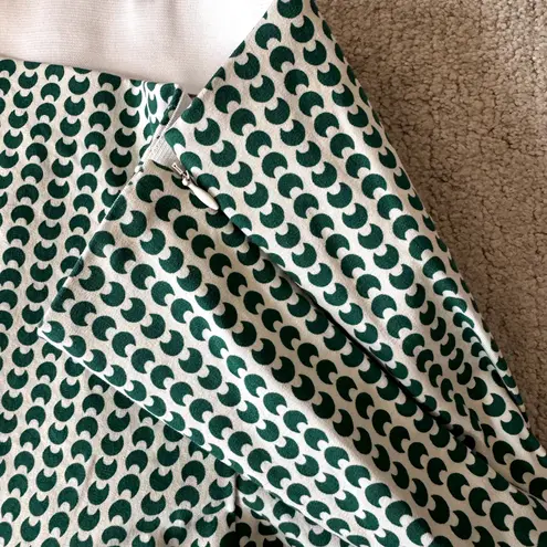 A New Day Women's High Rise Slim fit Ankle Pants Green & White Half Moon Print Size 10