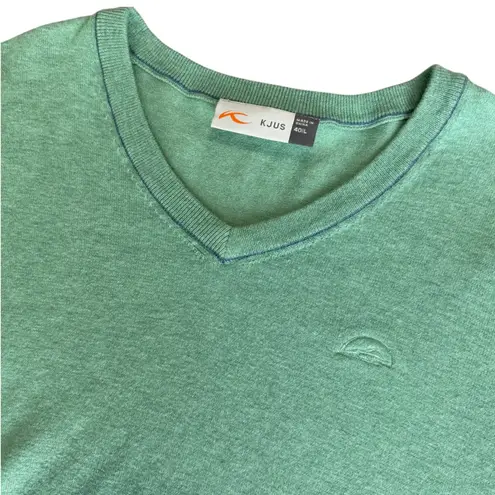 KJUS Womens V Neck Pullover Sweater Green Size 40 Large Golf Active Outdoor
