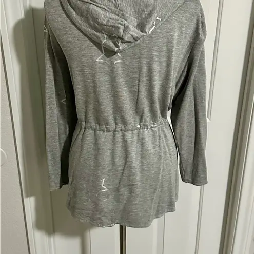 Peyton Primrose Gray Hooded Cardigan with Star Print (XL)