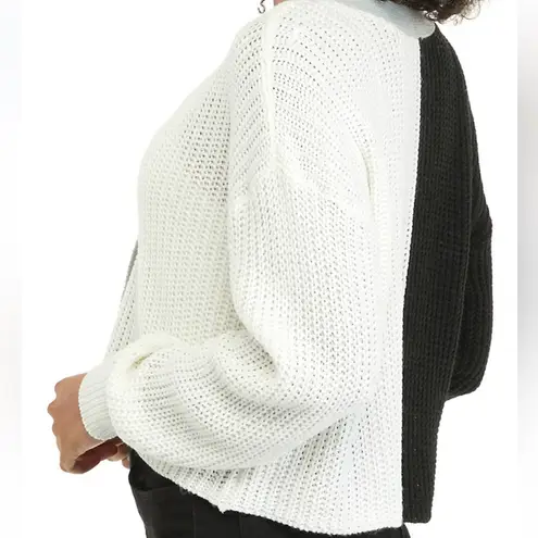 True Craft Cardigan Black White Gray Color Block Acrylic Sweater  Women Large New thumbnail 8