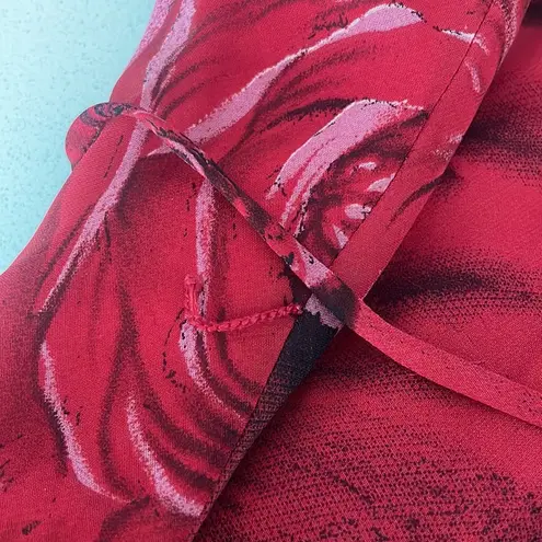 Red Rose Print Midi Dress