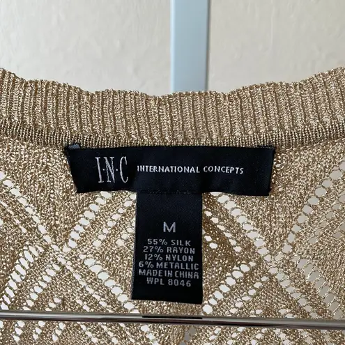 INC beautiful gold metallic crop shrug top Size M