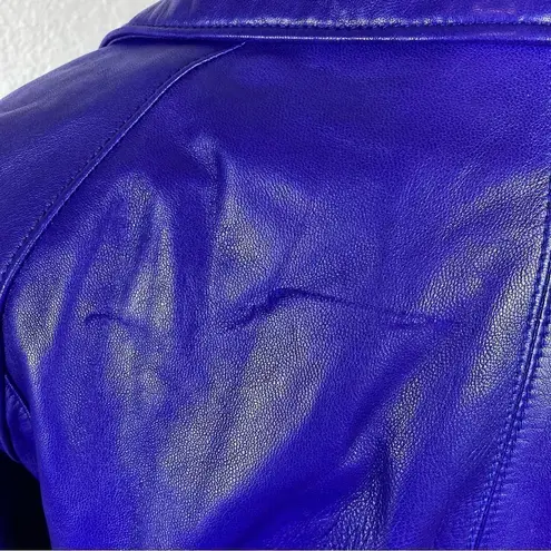 Vintage Christian Lauren like butter leather blue/purpleāMoto jacketāS Blue