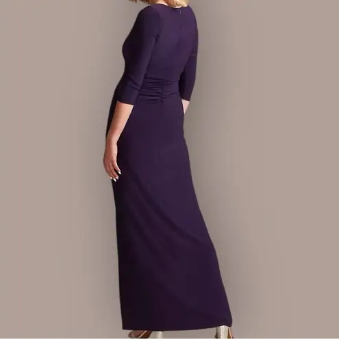 Oleg Cassini
Three-Quarter Sleeve Wrap Front Sheath Gown
Size 22W Color:eggplant