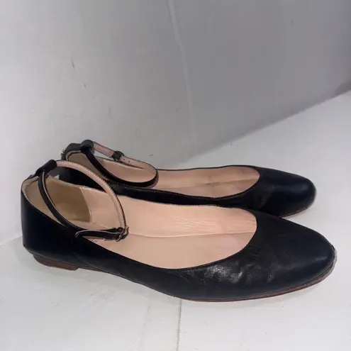 Kate Spade Black Ankle Strap Minimalist Old Money Ballet Flats Shoes Size 9.5