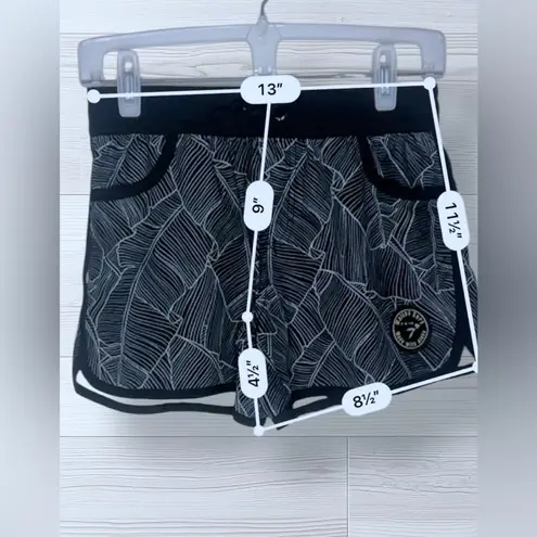 WAILOA SURF Women’s Tropical Print Casual Beach Shorts Black Size M