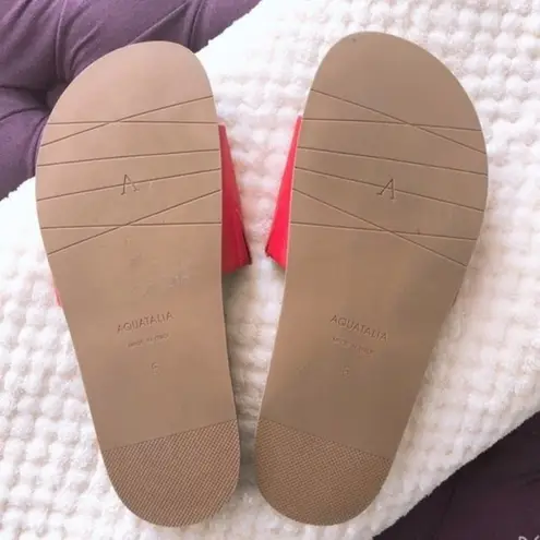 Aquatalia Slide Sandals Leather Red, Size 6 NEW