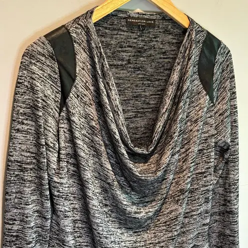 Generation Love Space Dye Shawl Neck Long Sleeve Top - size Small