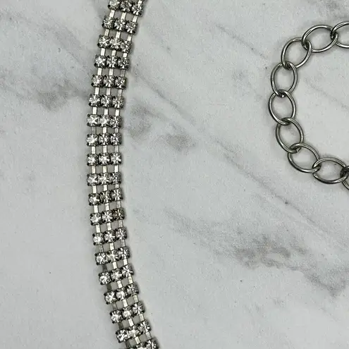 Rhinestone Studded Chain Belt Silver Y2K Festival Glam Medium/Large M/L ✨
