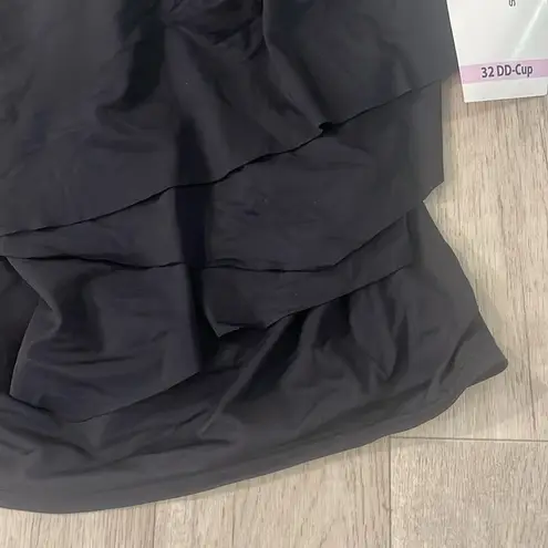 Coco reef NWT Black Fitted tiered tankini swim top 32DD
