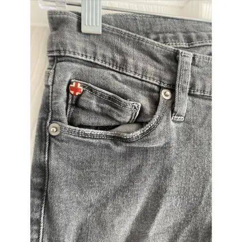 Hudson Women's 26 Krista Super Skinny Jeans Gray Distressed Mid Rise Stretch