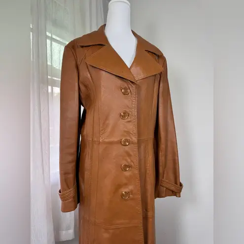 Vintage ‘70s Imperial Leather Caramel Brown Button Closure Ankle Length Coat Size 14