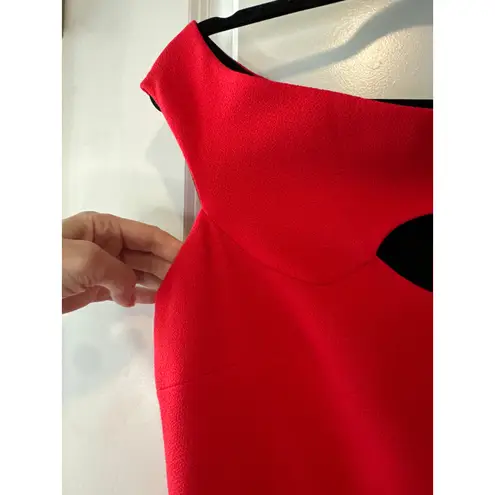 Roland Mouret Elly Gown NWT Red Wool Crepe Off Shoulder Maxi Dress Cutout Size 8