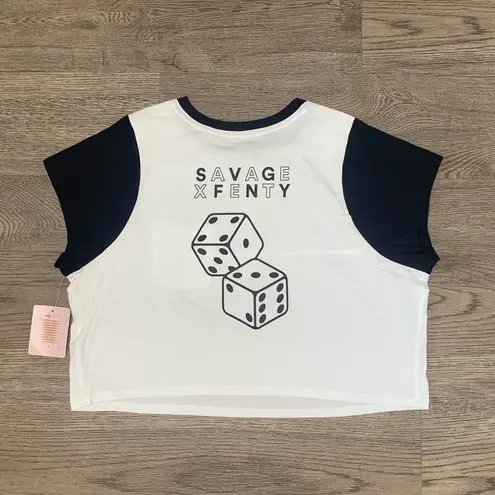 Savage X Fenty Essential Racer Baby Pocket Tee - Size 1X - White/Black - NWT