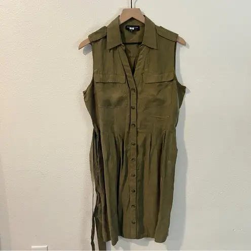 Slate + Willow Olive Green Sleeveless Button Tie Front Cargo Dress Size 8