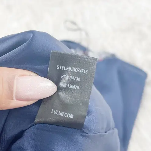 Lulus  Lullaby Womens Multi Print Floral Midi Dress Side Slit in Blue Size Medium