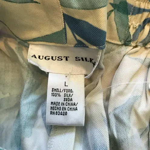 August Silk Crop Capri Pants Palm Leaf Blue Large