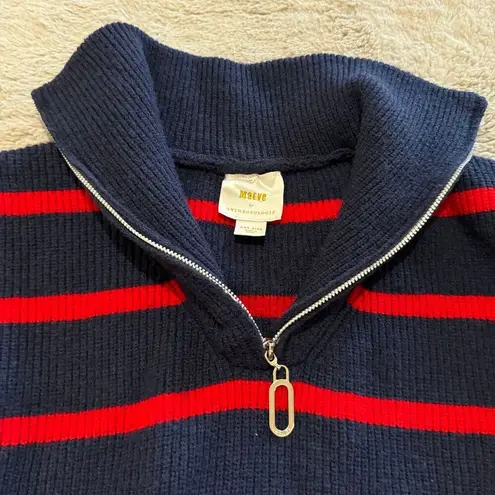 Maeve by Anthropologie Navy & Red Striped Sleeveless Sweater Vest Striped Quarte Blue Size undefined