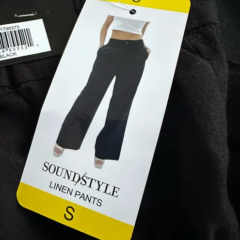 NEW SoundStyle Linen Pants Black Relaxed Comfortable Elasticized Waist