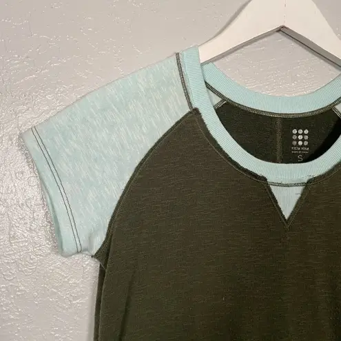 Title Nine Women S Green Blue Dress Colorblock French Terry Pockets Short Sleeve