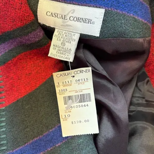 Vintage Casual Corner Women's Retro Holiday Striped Blazer Wool Blend Winter 10 Red