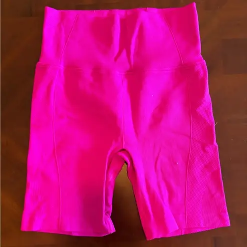 All In Motion Hot Pink High-Waisted Ribbed Bike Shorts