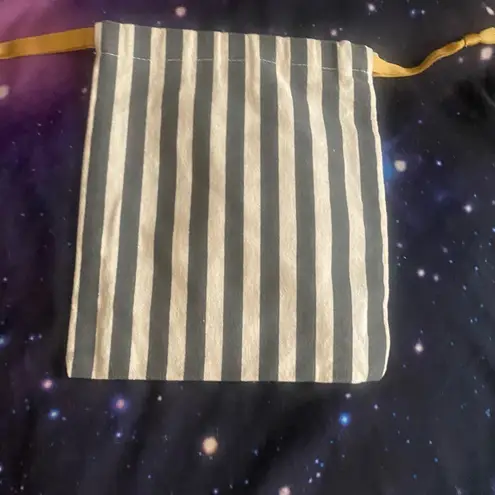 Lele Sadoughi  Pouch Drawstring Dust Bag Dustbag 8”H X 7” W Green White Stripes thumbnail 3