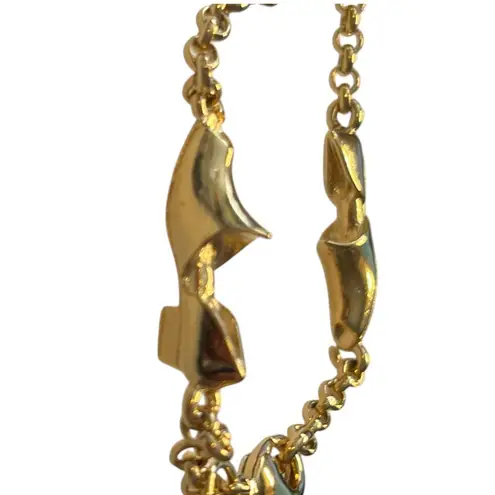 Salvatore Ferragamo Shoe Charm Bracelet Gold Tone Chunky 1980s Italy Signed