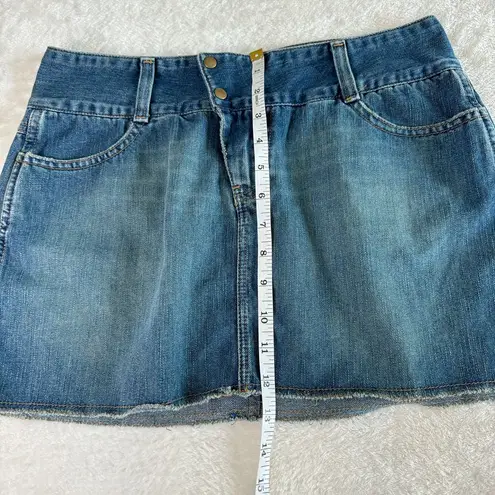 American Eagle  Y2K Denim Mini Skirt Womens Sz 4 Blue Snap Western VTG Festival