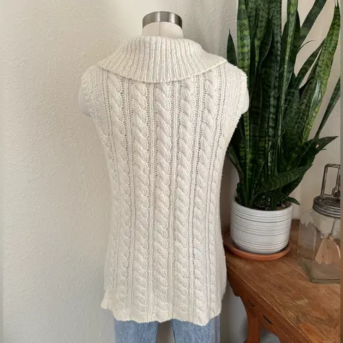 Vintage Eddie Bauer Cable Knit Sweater Vest – Wool Blend Shawl Collar large