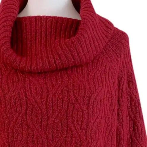 Westport Dressbarn Red Cowl Neck Sweater Women's Cable Knit Medium