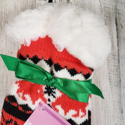 NWT Mari Clare Sherpa Lined Knit Winter Reindeer Design No