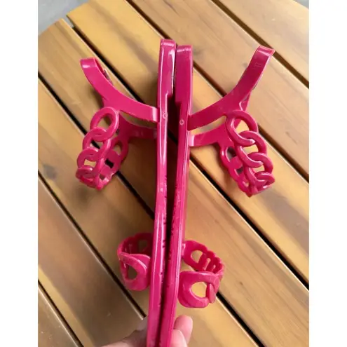 Olivia Miller Hot Pink Sumer Chain Pattern Sandals Slides Jelly Shoes Size 6.5