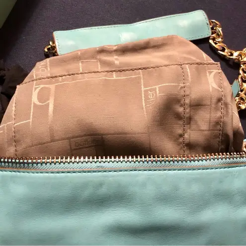Botkier Linea Tiffany Blue Gold Hardware Crossbody Bag Chunky Chain Turquoise