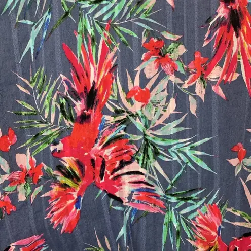 Haute Hippie women's medium swim cover kimono top floral blue tropical Hawaiian