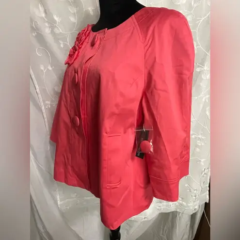 Madison Peacoat Short Style Blazer Jacket Watermelon Coral 3/4 Sleeve Sz L NEW Pink Size L