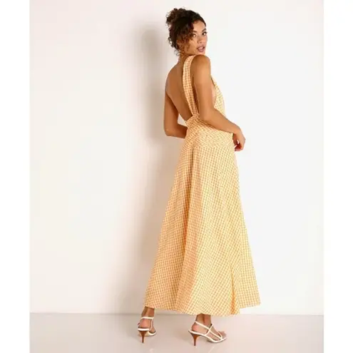 NWOT Peony One Shoulder Gingham Orange & White Midi Dress Mandarin Sz L Size L