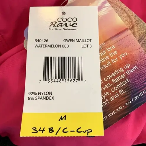 Coco Rave Women's One Piece Bra Sized Swimsuit NWT Size Medium