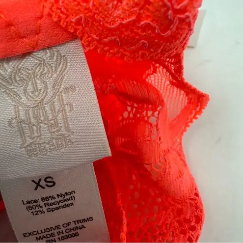 We Are HAH Chi Bralette Fried Salmon Pink Floral Lace Sheer Adjustable XS NEW