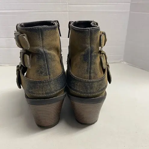 NICOLE Women’s Western Boots Distressed Style Sage 7.5 M Black & Gold