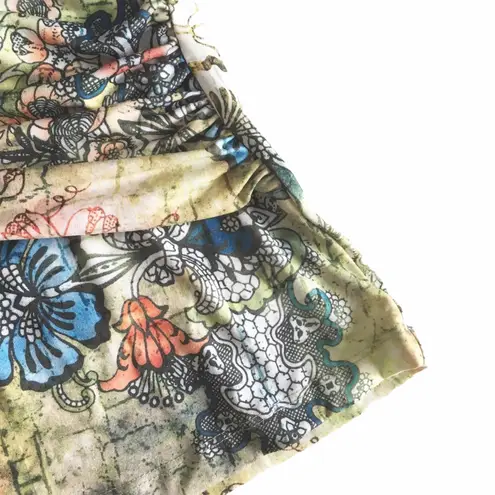 new Boho Chic ❤︎ Floral Watercolor Print Draped Halter Top ❤︎ Pin Up ❤︎ Large Blue