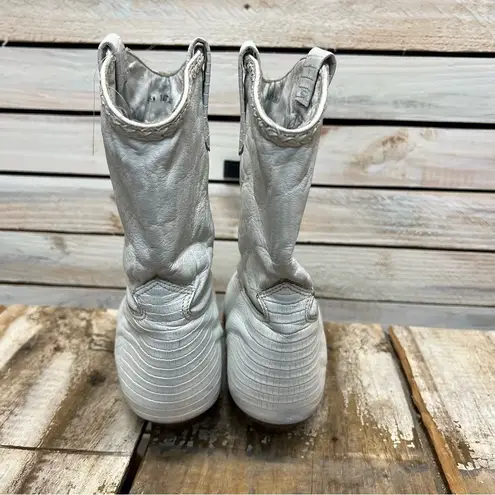 Vintage Zodiac USA White Leather Western Cowboy Boots Style #317240 Size 9.5M