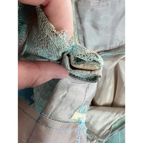 formal dress prom 1950s floral princess tulle aqua blue Green