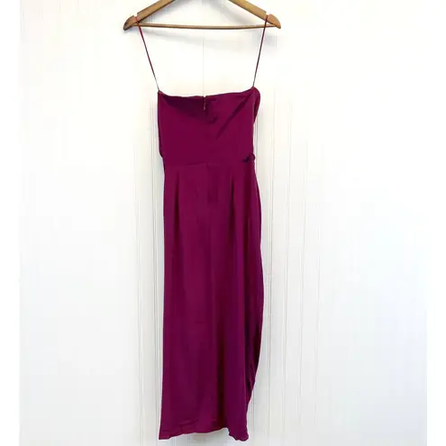 Yumi Kim Glamour Night Womens S Midi Dress Burgundy 100% Silk Cocktail Party