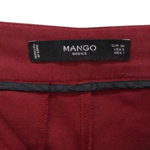 Mango  Womens Red Cropped Straight Cut Trouser Pants